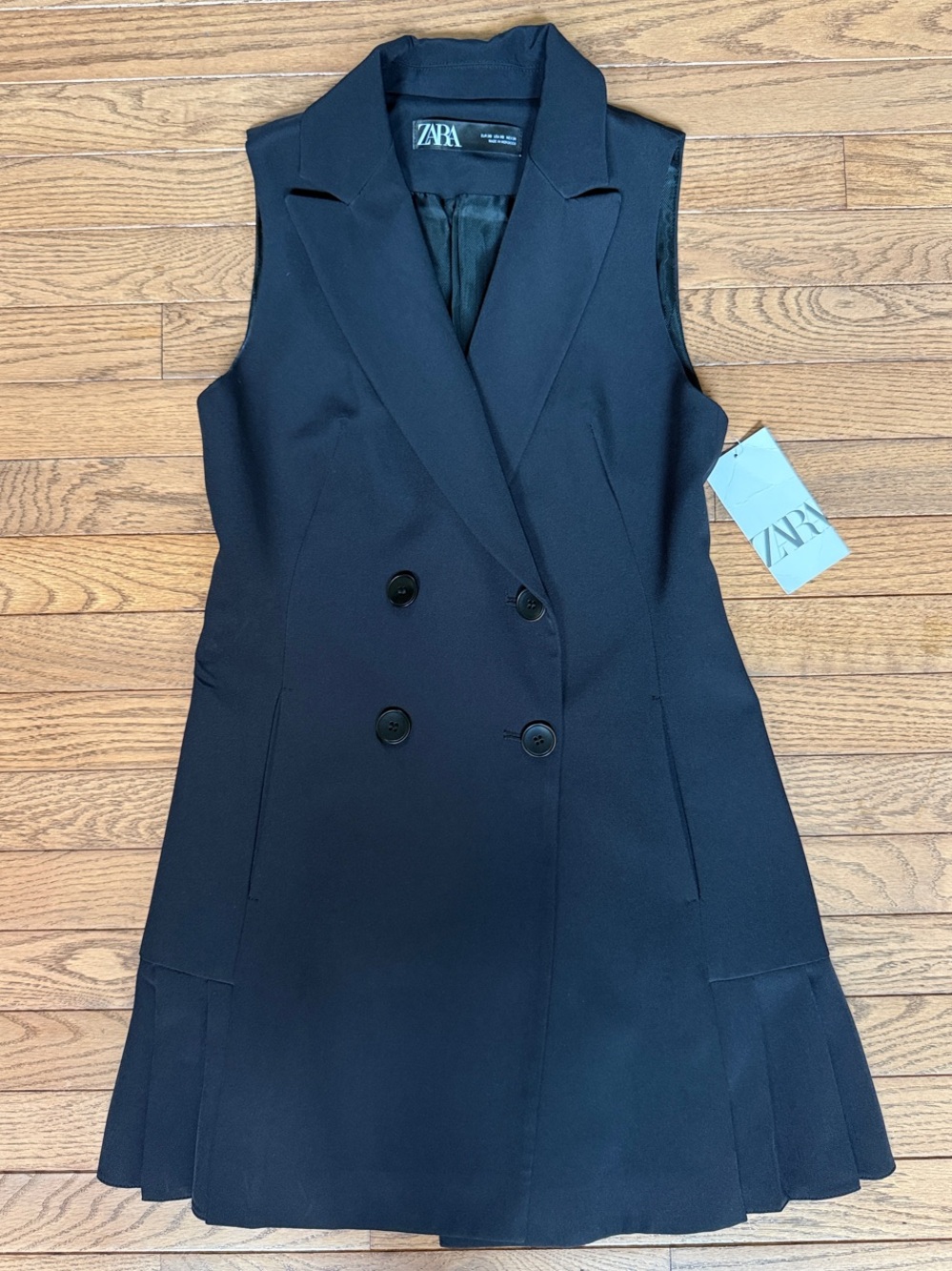 NWT Zara tuxedo sleeveless Double-Breasted Blazer Dress